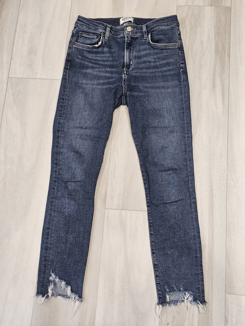 AGOLDE Sophie High Rise Skinny Crop Jeans Raw Hem Size 28